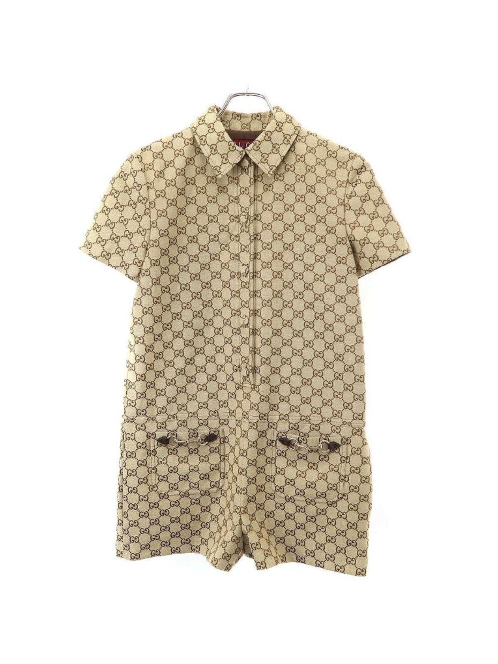 Gucci Horsebit GG Canvas Jumps Jumpsuit Beige 38